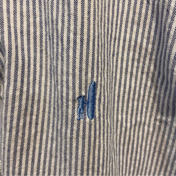 Johnnie O Blue Stripe Long Sleeve Button Down Shirt Mens Large *NOTE - Picture 4 of 10